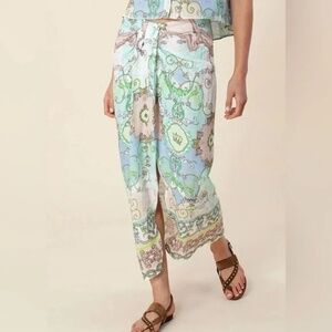 NWT-Ballerina Linen Skirt With Zip Back w/Ballerinas, Unicorns & Birdcages-XS